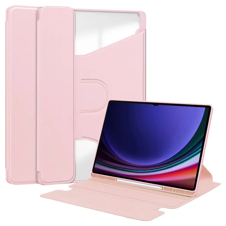 For Samsung Galaxy Tab S9 Ultra Case PU Leather+Acrylic Smart Tablet Cover (without Keyboard)