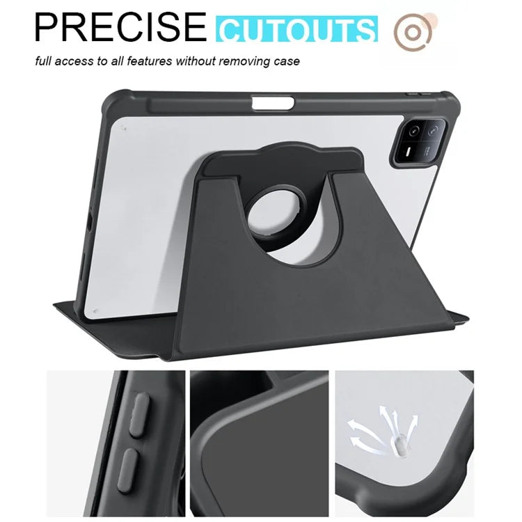 For Xiaomi Pad 6 / Pad 6 Pro Case Leather+Acrylic Tablet Cover with Rotary Stand
