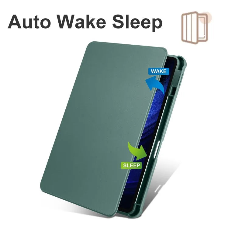 For Xiaomi Pad 6 / Pad 6 Pro Case Leather+Acrylic Tablet Cover with Rotary Standish Green