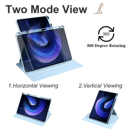 For Xiaomi Pad 6 / Pad 6 Pro Case Leather+Acrylic Tablet Cover with Rotary Stand