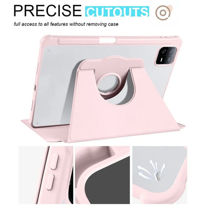 For Xiaomi Pad 6 / Pad 6 Pro Case Leather+Acrylic Tablet Cover with Rotary Stand