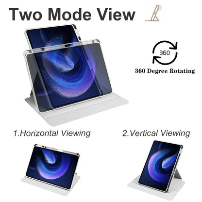 For Xiaomi Pad 6 / Pad 6 Pro Case Leather+Acrylic Tablet Cover with Rotary Stand