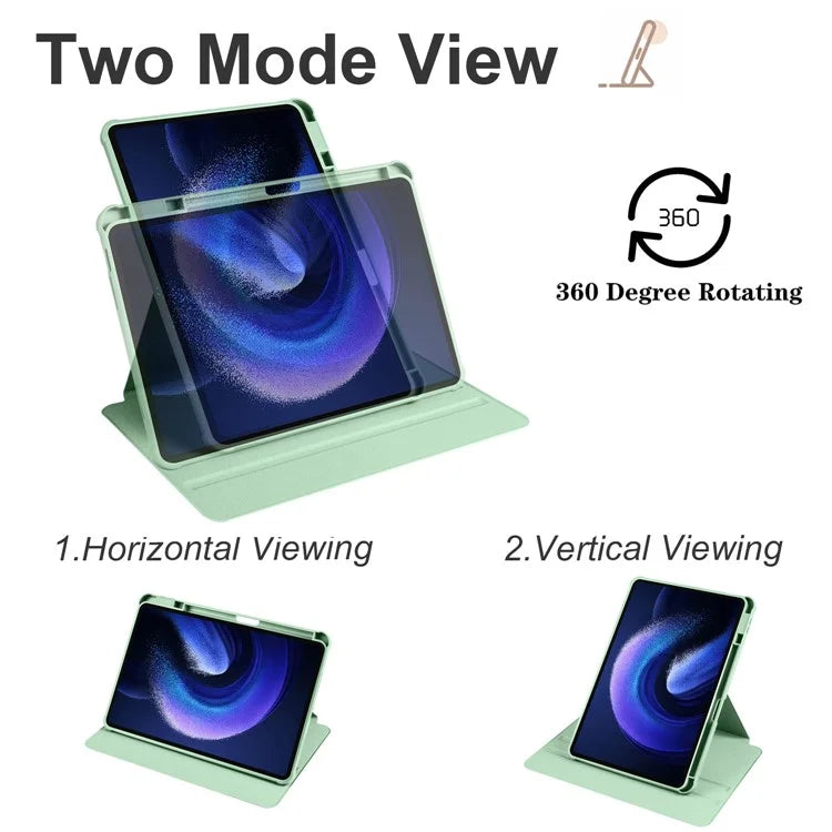 For Xiaomi Pad 6 / Pad 6 Pro Case Leather+Acrylic Tablet Cover with Rotary Stand
