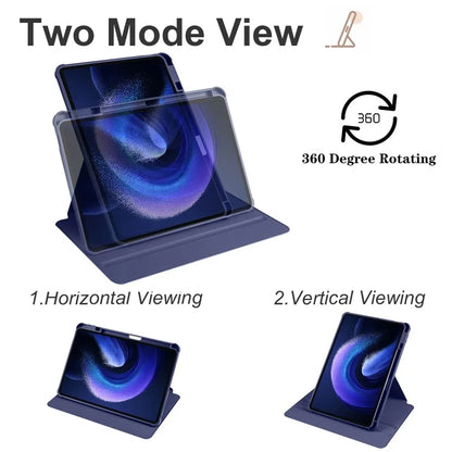 For Xiaomi Pad 6 / Pad 6 Pro Case Leather+Acrylic Tablet Cover with Rotary Stand