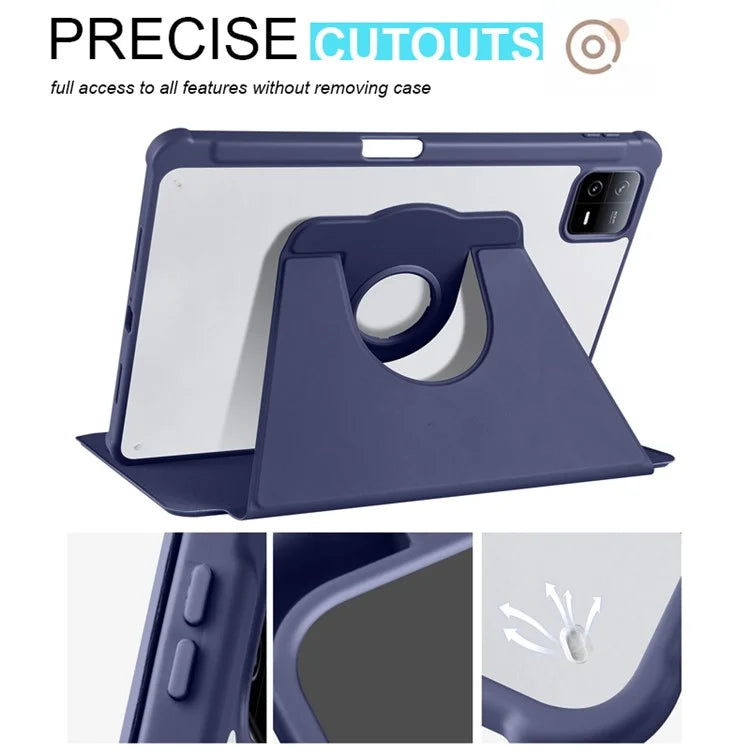 For Xiaomi Pad 6 / Pad 6 Pro Case Leather+Acrylic Tablet Cover with Rotary Stand