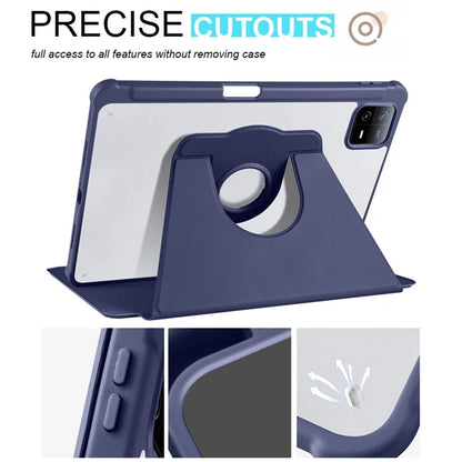 For Xiaomi Pad 6 / Pad 6 Pro Case Leather+Acrylic Tablet Cover with Rotary Stand