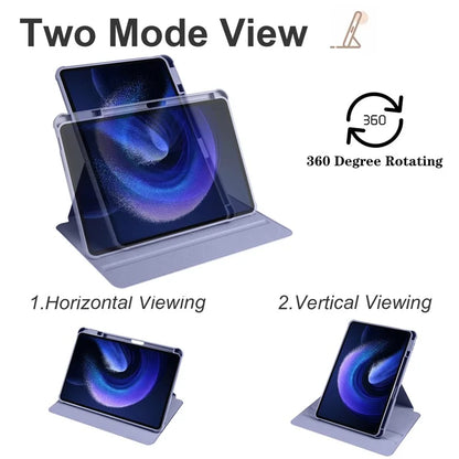 For Xiaomi Pad 6 / Pad 6 Pro Case Leather+Acrylic Tablet Cover with Rotary Stand