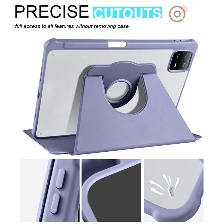 For Xiaomi Pad 6 / Pad 6 Pro Case Leather+Acrylic Tablet Cover with Rotary Stand