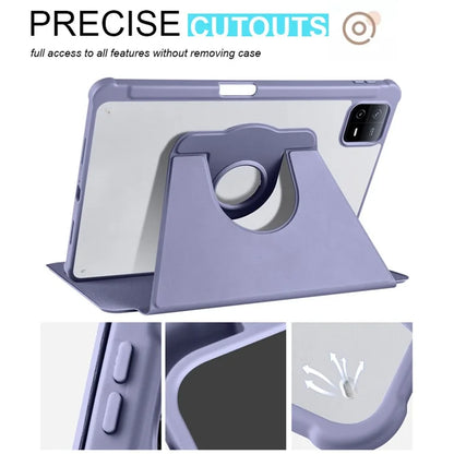 For Xiaomi Pad 6 / Pad 6 Pro Case Leather+Acrylic Tablet Cover with Rotary Stand
