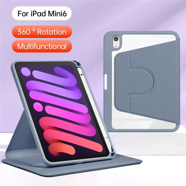 For iPad mini (2021) Tablet Case Auto Wake / Sleep Folio Rotary Stand Cover