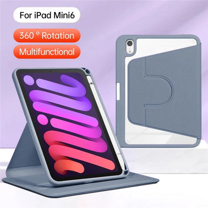 For iPad mini (2021) Tablet Case Auto Wake / Sleep Folio Rotary Stand Cover