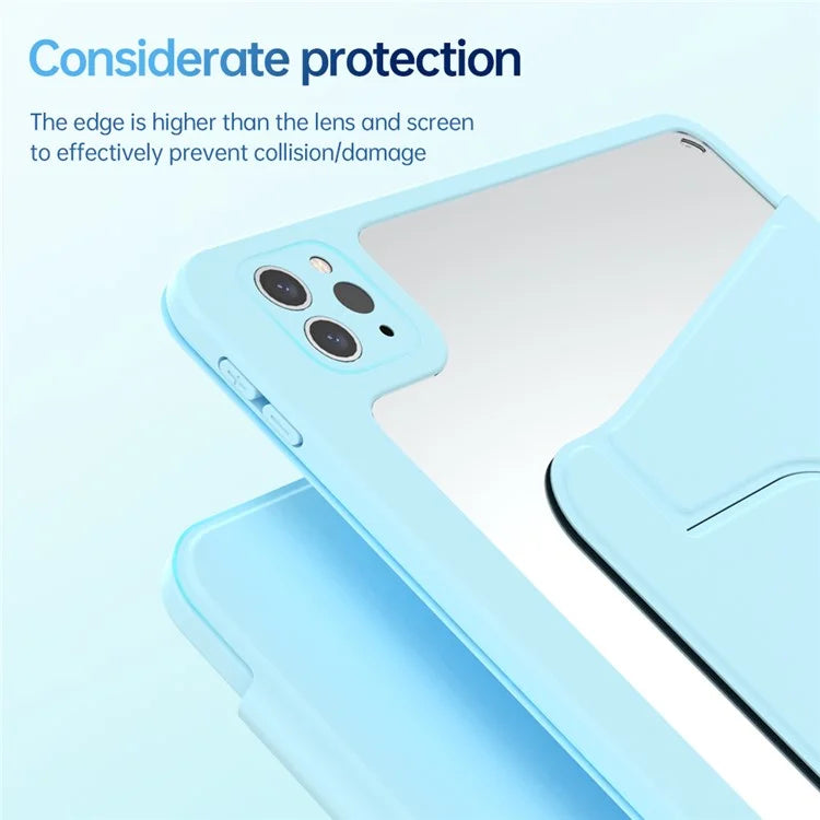 For iPad Air (2020) / (2022) / iPad Pro 11-inch (2018) / (2020) / (2021) / (2022) Tablet Case Anti-drop PU Leather+Acrylic+TPU Cover