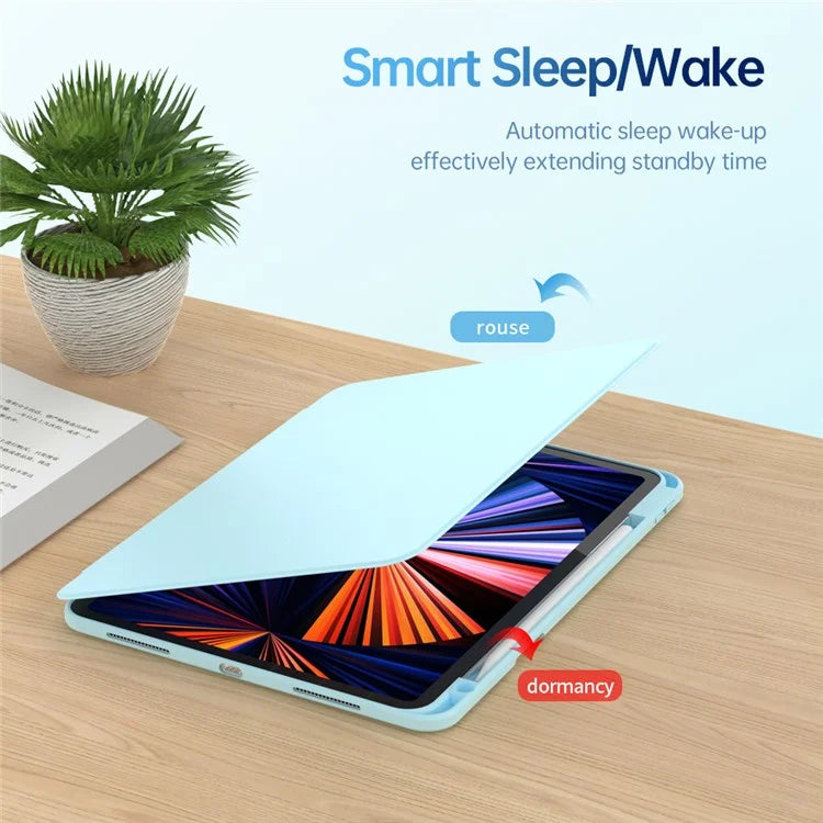 For iPad 10.9 (2022) Case Anti-scratch PU Leather+Acrylic+TPU Auto Wake / Sleep Tablet Cover