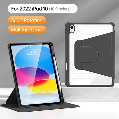 For iPad 10.9 (2022) Case Anti-scratch PU Leather+Acrylic+TPU Auto Wake / Sleep Tablet Cover