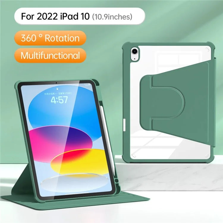 For iPad 10.9 (2022) Case Anti-scratch PU Leather+Acrylic+TPU Auto Wake / Sleep Tablet Cover