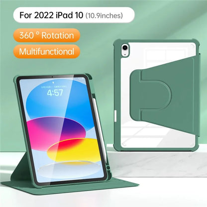 For iPad 10.9 (2022) Case Anti-scratch PU Leather+Acrylic+TPU Auto Wake / Sleep Tablet Cover