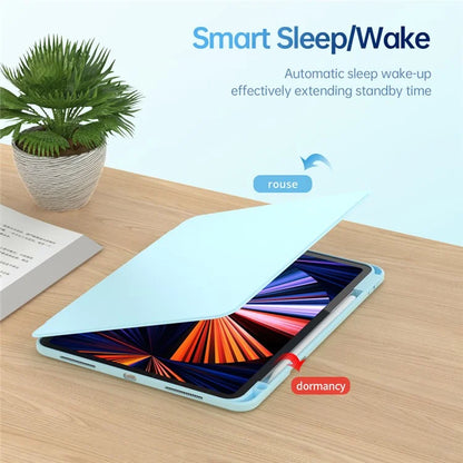 For iPad 10.9 (2022) Case Anti-scratch PU Leather+Acrylic+TPU Auto Wake / Sleep Tablet Cover