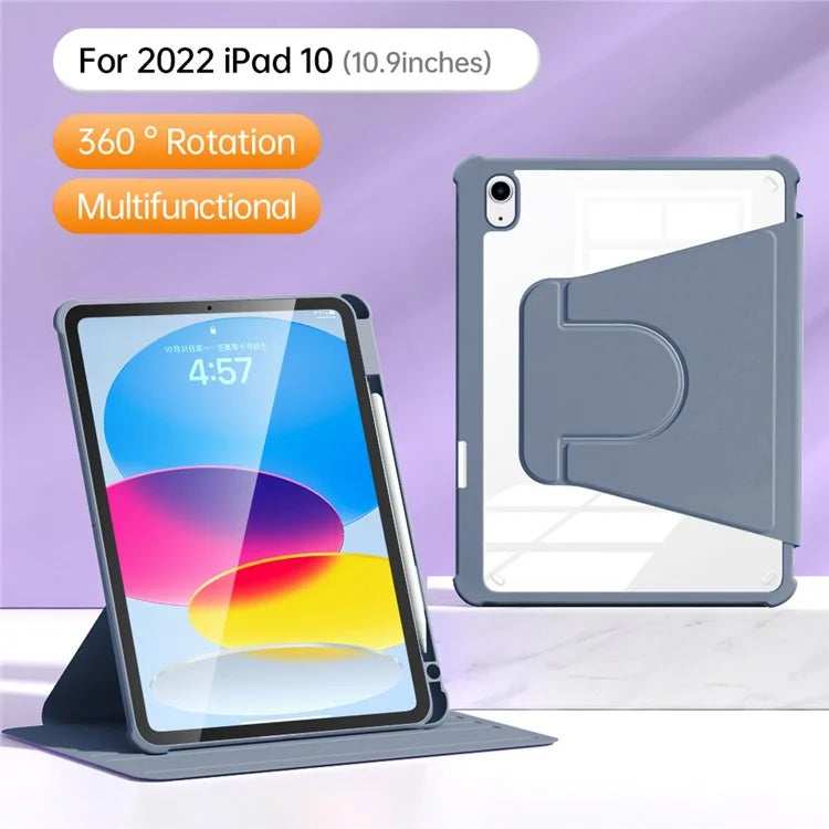 For iPad 10.9 (2022) Case Anti-scratch PU Leather+Acrylic+TPU Auto Wake / Sleep Tablet Cover