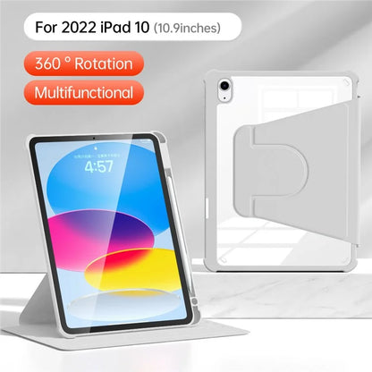 For iPad 10.9 (2022) Case Anti-scratch PU Leather+Acrylic+TPU Auto Wake / Sleep Tablet Cover