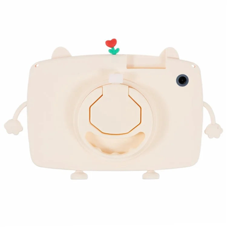 For Samsung Galaxy Tab A9 Case Cartoon Cat Tablet Silicone Cover with 360 Degree Rotation Kickstand