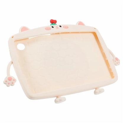 For Samsung Galaxy Tab A9 Case Cartoon Cat Tablet Silicone Cover with 360 Degree Rotation Kickstand