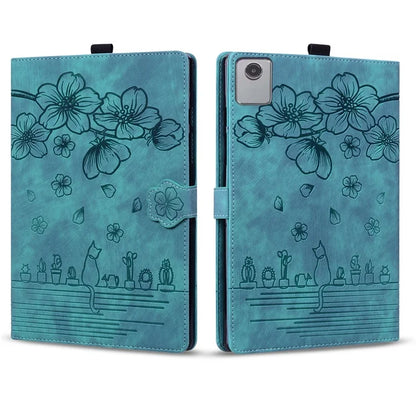 For Lenovo Tab M11 / Xiaoxin Pad 11 2024 Tablet Case Flower Cat Imprint Folio PU Leather Cover