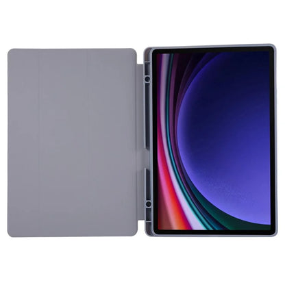 For Samsung Galaxy Tab S9+ / S9 FE+ Case Solid Color Tri-Fold Stand Anti-Drop PU Tablet Cover with Pencil Slot
