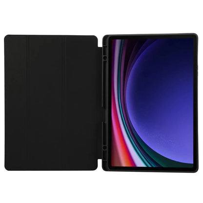 For Samsung Galaxy Tab S9+ / S9 FE+ Case Solid Color Tri-Fold Stand Anti-Drop PU Tablet Cover with Pencil Slot