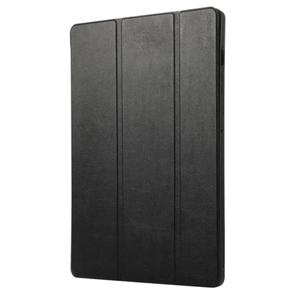 For Samsung Galaxy Tab S9+ / S9 FE+ Case Solid Color Tri-Fold Stand Anti-Drop PU Tablet Cover with Pencil Slot