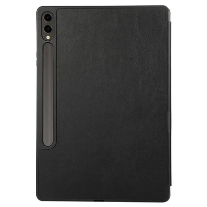 For Samsung Galaxy Tab S9+ / S9 FE+ Case Solid Color Tri-Fold Stand Anti-Drop PU Tablet Cover with Pencil Slot