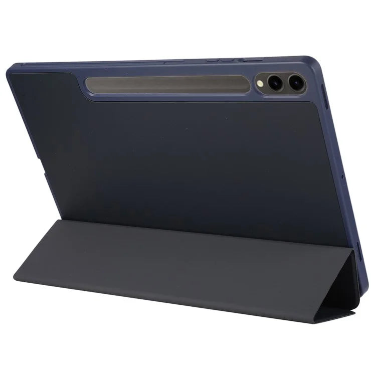 For Samsung Galaxy Tab S9+ / S9 FE+ Case Solid Color Tri-Fold Stand Anti-Drop PU Tablet Cover with Pencil Slot