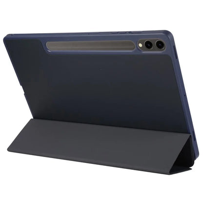 For Samsung Galaxy Tab S9+ / S9 FE+ Case Solid Color Tri-Fold Stand Anti-Drop PU Tablet Cover with Pencil Slot