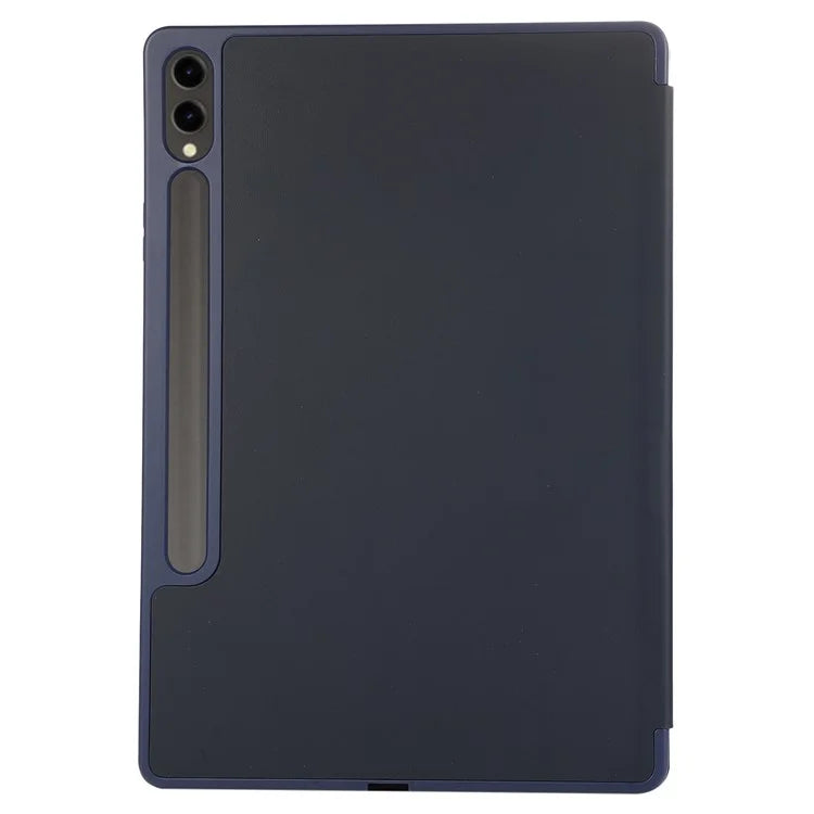 For Samsung Galaxy Tab S9+ / S9 FE+ Case Solid Color Tri-Fold Stand Anti-Drop PU Tablet Cover with Pencil Slot
