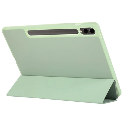 For Samsung Galaxy Tab S9+ / S9 FE+ Case Solid Color Tri-Fold Stand Anti-Drop PU Tablet Cover with Pencil Slot