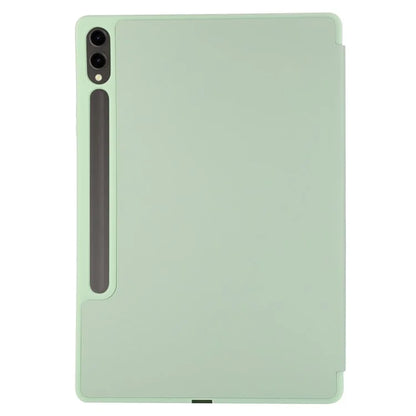 For Samsung Galaxy Tab S9+ / S9 FE+ Case Solid Color Tri-Fold Stand Anti-Drop PU Tablet Cover with Pencil Slot