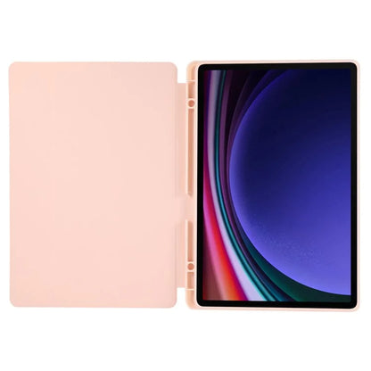 For Samsung Galaxy Tab S9+ / S9 FE+ Case Solid Color Tri-Fold Stand Anti-Drop PU Tablet Cover with Pencil Slot