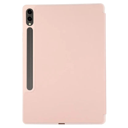 For Samsung Galaxy Tab S9+ / S9 FE+ Case Solid Color Tri-Fold Stand Anti-Drop PU Tablet Cover with Pencil Slot