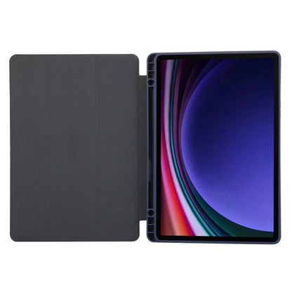 For Samsung Galaxy Tab S9 / Tab S9 FE Tablet Case Tri-Fold Stand Solid Color Shockproof PU Cover with Pencil Slot