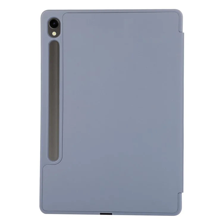 For Samsung Galaxy Tab S9 / Tab S9 FE Tablet Case Tri-Fold Stand Solid Color Shockproof PU Cover with Pencil Slot