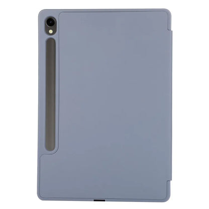For Samsung Galaxy Tab S9 / Tab S9 FE Tablet Case Tri-Fold Stand Solid Color Shockproof PU Cover with Pencil Slot