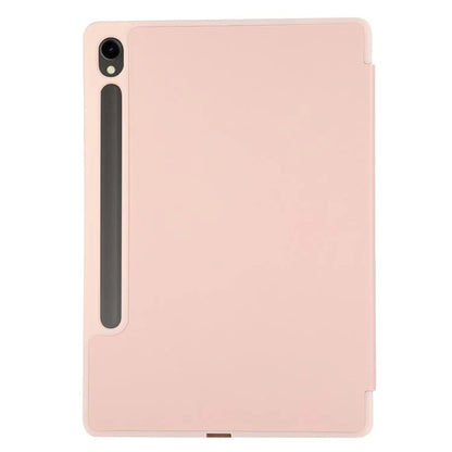 For Samsung Galaxy Tab S9 / Tab S9 FE Tablet Case Tri-Fold Stand Solid Color Shockproof PU Cover with Pencil Slot