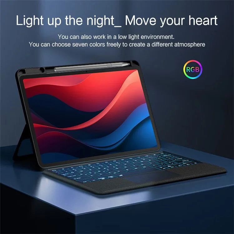 For Lenovo Tab M11 / Xiaoxin Pad 11 2024 Tablet Case Leather Stand Cover+Detachable Bluetooth Keyboard with Backlight