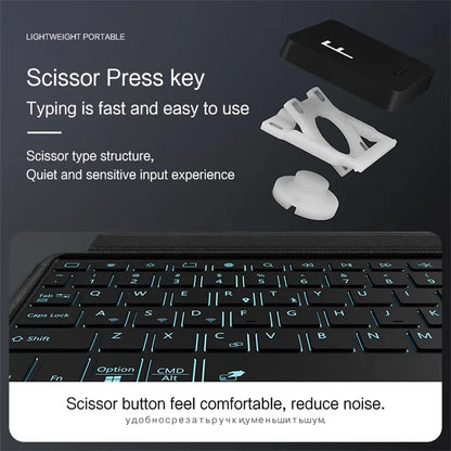 For Lenovo Tab M11 / Xiaoxin Pad 11 2024 Tablet Case Leather Stand Cover+Detachable Bluetooth Keyboard with Backlight