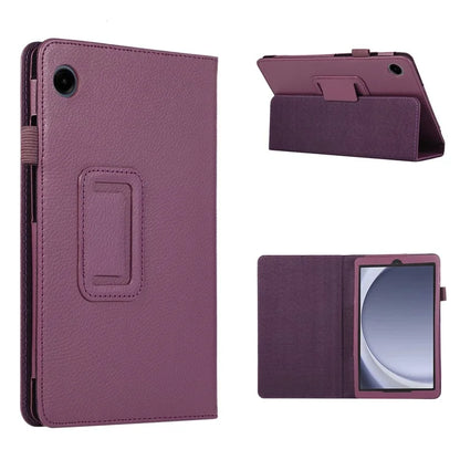 For Samsung Galaxy Tab A9 Tablet Case Litchi Texture PU Leather Bi-fold Stand Cover