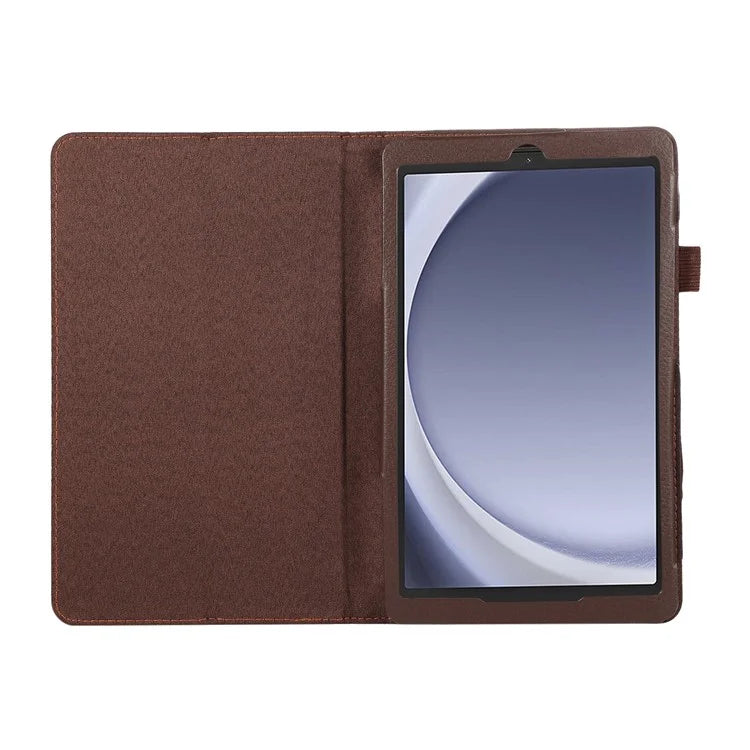 For Samsung Galaxy Tab A9 Tablet Case Litchi Texture PU Leather Bi-fold Stand Cover