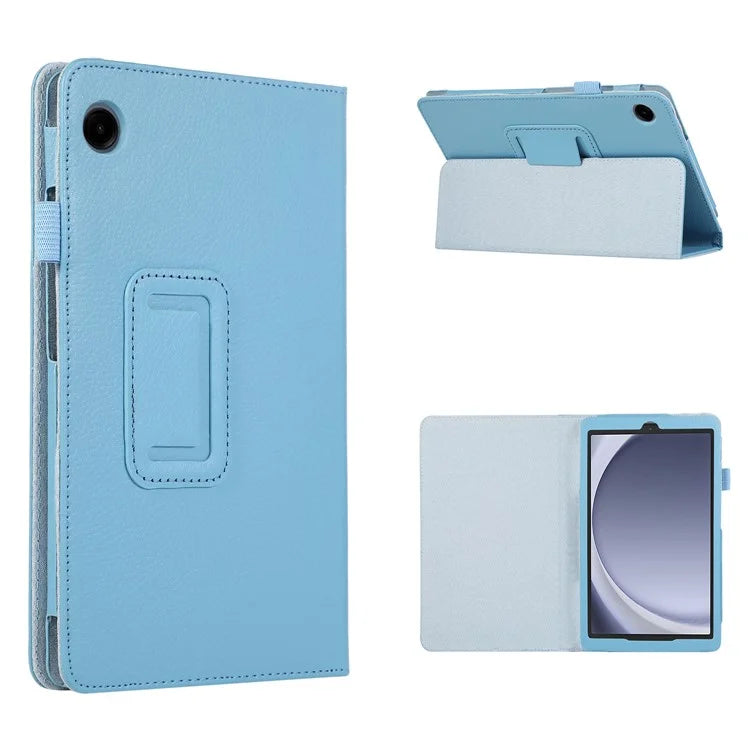 For Samsung Galaxy Tab A9 Tablet Case Litchi Texture PU Leather Bi-fold Stand Cover