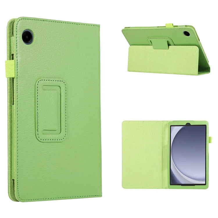 For Samsung Galaxy Tab A9 Tablet Case Litchi Texture PU Leather Bi-fold Stand Cover