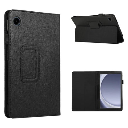 For Samsung Galaxy Tab A9 Tablet Case Litchi Texture PU Leather Bi-fold Stand Cover