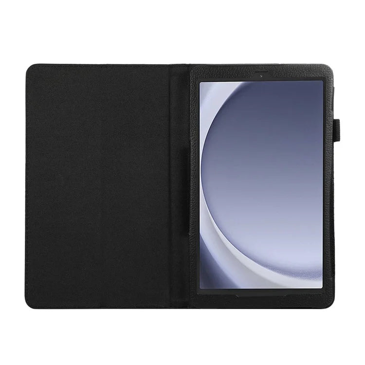 For Samsung Galaxy Tab A9 Tablet Case Litchi Texture PU Leather Bi-fold Stand Cover