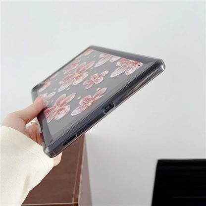 For Samsung Galaxy Tab S6 Lite (2024) / S6 Lite (2022) / S6 Lite (2020) P610 P615 Case Oil Painting Flower Tablet Cover and Pearl